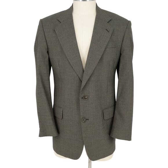 Jos A Bank Sport Coat Mens 42L Green Houndstooth Plaid Wool Jacket Blazer Lined - Picture 1 of 16